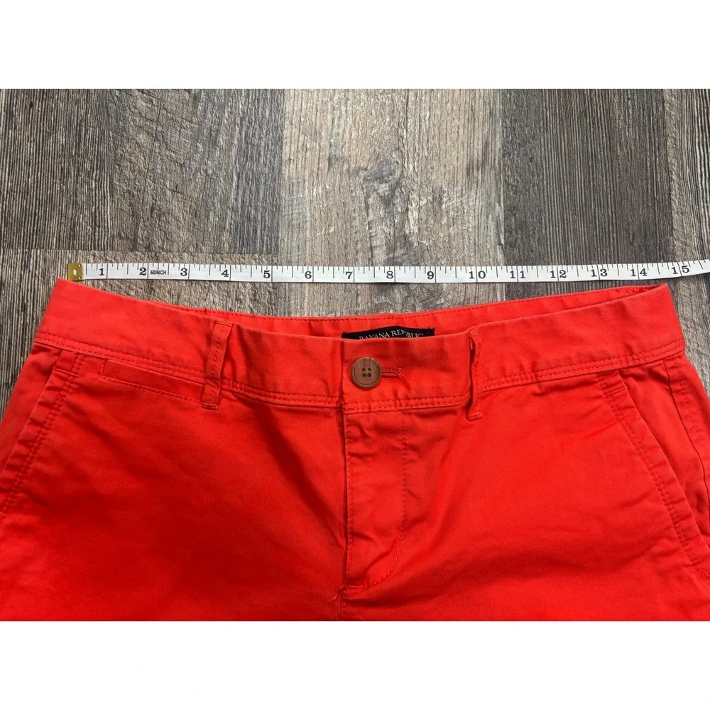 Banana Republic Womens Cuffed Chino Shorts Orange Red Size 0 Cotton Stretch‎
